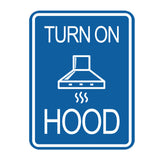 Signs ByLITA Portrait Round Turn On Hood Door or Wall Sign Durable ABS Plastic | Laser Engraved | Easy Installation | Kitchen | Hygiene