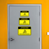 Classic Framed Plus ¡Atención! Montacarga Operando Wall or Door Sign | Bilingual Spanish and English Workplace Safety Signage