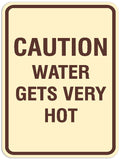 Signs ByLITA Portrait Round Caution water gets hot Sign - Laser-Engraved Lettering | Durable ABS Plastic | Vibrant Colors | Powerful Foam Tape