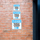 Square Plus Please Deliver All Packages To The Rear Entrance Right Arrow Wall or Door Sign | Health & Safety Warehouse Business Signage
