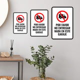 Portrait Round Plus Por favor no entregar nada en este garaje Wall or Door Sign | Bilingual | Warehouse Sign