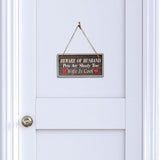 Beware Of Husband Pets Are Shady Too Wife Is Cool 5x10 Hanging Plus Wall or Door Sign | Religious Home Decor