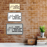 Signs ByLITA Classic Framed Please Sanitize Your Work Area Before Leaving Door or Wall Sign Easy Installation | Health And Safety | Building And Hospitality Signs
