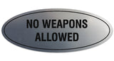 Signs ByLITA Oval NO WEAPONS ALLOWED Sign - Laser-Engraved Lettering | Durable ABS Plastic | Vibrant Colors | Powerful Foam Tape
