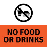 Square Plus No Food or Drinks Wall or Door Sign | Workplace Health and Hygiene