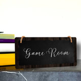Game Room 5x10 Hanging Plus Wall or Door Sign | Rustic Twine | Range of Vibrant Decor Styles | Room Signs For Home and Business
