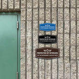 Signs ByLITA Fancy Protected by Veterans: Try the Neighbor's House First! Easy Installation | Honor Veterans with Military Signs | US Pride | Businesses and Homes Wall or Door Sign