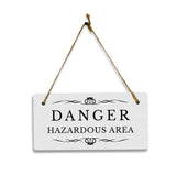 Danger: Hazardous Area 5" x 10" Hanging Wall or Door Sign | Rustic Twine | Stylish Business or Office Safety Signage