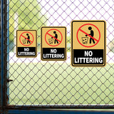 Portrait Round Plus No Littering Wall or Door Sign | Warning Signage