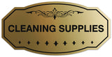 Signs ByLITA Victorian Cleaning Supplies Wall or Door Sign - Laser-Engraved Lettering | Durable ABS Plastic | Vibrant Colors | Powerful Foam Tape