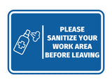 Signs ByLITA Classic Framed Please Sanitize Your Work Area Before Leaving Door or Wall Sign Easy Installation | Health And Safety | Building And Hospitality Signs