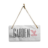 Garden 5x10 Hanging Plus Wall or Door Sign | Rustic Twine | Range of Vibrant Decor Styles | Room Signs For Home and Business