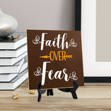 Faith Over Fear 5"x 5" Square Table Sign With Acrylic Easel | Religious Home & Office Decor