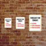 Portrait Round Plus Forecast For Tonight: Alcohol Low Standards Poor Decisions Door or Wall Sign | Funny Home Decor