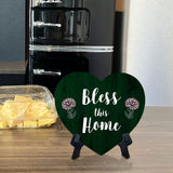 Bless This Home Heart Table Sign with Acrylic Stand (6x5") | Religious Home Decor
