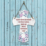 Cast your burden on the Lord, and he will sustain you Cross Hanging Sign | Rustic Twine | Inspiring Religious Bible Decor