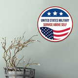 Circle Plus United States Military: Service Above Self Door or Wall Sign Honor Veterans with Military Signs | US Pride | Veteran Gratitude and Discount Signs