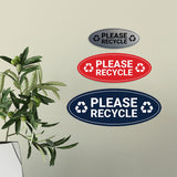 Signs ByLITA Oval Please recycle Sign - Laser-Engraved Lettering | Durable ABS Plastic | Vibrant Colors | Powerful Foam Tape