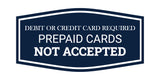 Signs ByLITA Fancy Debit Or Credit Card Required. Prepaid Cards Not Accepted Wall or Door Sign | Shops and Stores Signage