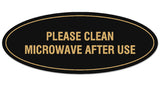 Signs ByLITA Oval Please Clean Microwave After Use Sign - Laser-Engraved Lettering | Durable ABS Plastic | Vibrant Colors | Powerful Foam Tape