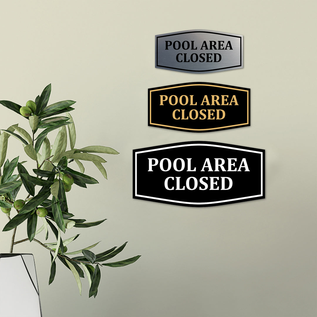 Fancy Pool Area Closed Wall or Door Sign