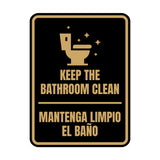 Signs ByLITA Portrait Round Keep The Bathroom Clean Door or Wall Sign | Spanish Bilingual Business And Office Restroom Hygiene Signs