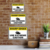 Classic Framed Plus Sharp Edges Use Extreme Caution Wall or Door Sign | Workplace Safety Compliance Signs