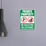 Portrait Round Plus Private Property No Soliciting No Loitering Door or Wall Sign | Safety Signage