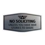 Signs ByLITA Fancy No Soliciting, Unless You Have War Stories to Share Easy Installation | Honor Veterans with Military Signs | US Pride | Businesses and Homes Wall or Door Sign
