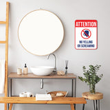 Portrait Round Plus Attention No Yelling Or Screaming Wall or Door Sign | Indoor Gym & Pool Signage