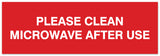 Signs ByLITA Basic Please clean microwave after use Sign - Laser-Engraved Lettering | Durable ABS Plastic | Vibrant Colors | Powerful Foam Tape