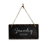Laundry Room 5x10 Hanging Plus Wall or Door Sign | Rustic Twine | Range of Vibrant Decor Styles | Room Signs For Home and Business