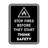 Signs ByLITA Portrait Round Stop Fires Before They Start Think Safety Door or Wall Sign Easy Installation | Health And Safety | Building And Danger Signs