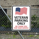 Portrait Round Plus Veteran Parking Only Thank You For Your Service Door or Wall Sign Honor Veterans with Military Signs | US Pride | Veteran Gratitude and Discount Signs