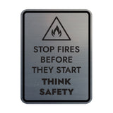 Signs ByLITA Portrait Round Stop Fires Before They Start Think Safety Door or Wall Sign Easy Installation | Health And Safety | Building And Danger Signs