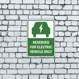 Portrait Round Plus Reserved For Electric Vehicle Only Door or Wall Sign | Electric Vehicle Charging Station | Parking