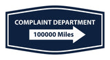 Signs ByLITA Fancy Complaint Dept. 100000 Miles Arrow Funny Office Wall or Door Sign