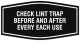 Signs ByLITA Fancy Check lint trap Sign - Laser-Engraved Lettering | Durable ABS Plastic | Vibrant Colors | Powerful Foam Tape Wall or Door Sign