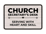 Classic Framed Plus Church Secretary’s Desk – Serving With Heart and Skill Door or Wall Sign | Church and Place of Worship Signs