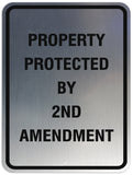 Signs ByLITA Portrait Round Property Protected By 2nd Amendment Sign - Laser-Engraved Lettering | Durable ABS Plastic | Vibrant Colors | Powerful Foam Tape