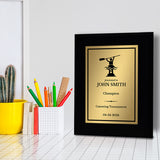 Canoeing Customizable Black Frame Wooden Award Plaque | Easel Mount Option | Achievement and Recognition Personalizable Plaques | Sports Award