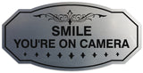 Signs ByLITA Victorian Smile You're On Camera Wall or Door Sign - Laser-Engraved Lettering | Durable ABS Plastic | Vibrant Colors | Powerful Foam Tape
