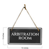 Arbitration Room 5" x 10" Hanging Wall or Door Sign | Legal and Court House Rustic Twine Signage