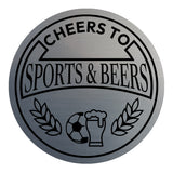 Signs ByLITA Circle Cheers to Sports and Beers ABS Plastic | Laser Engraved | Easy Installation | Elegant Design Wall or Door Sign