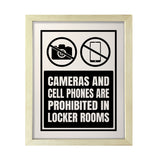 Designs ByLITA Cameras And Cell Phones Are Prohibited In Locker Rooms, Wall Print Art | Retail Store Decoration (Unframed or Framed)