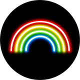 Circle Plus Rainbow Neon Graphic Style Wall or Door Sign | Live Streamer Gaming Themed Decoration