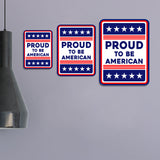 Portrait Round Plus Proud to Be American Door or Wall Sign | Easy Installation | Patriotic Stars and Stripes USA Pride Sign
