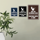 Signs ByLITA Portrait Round Keep The Bathroom Clean Door or Wall Sign | Spanish Bilingual Business And Office Restroom Hygiene Signs