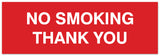 Signs ByLITA Basic No Smoking Thank You Sign - Laser-Engraved Lettering | Durable ABS Plastic | Vibrant Colors | Powerful Foam Tape