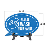 Please Wash Your Hands Oval Speech Bubble (6 x 4") Table Sign With Acrylic Easel